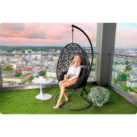 Fotel ogrodowy, wiszący, hamak, Sofotel, Sabana, czarny