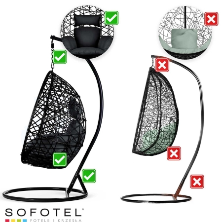 Fotel ogrodowy, wiszący, hamak, Sofotel, Sabana, czarny