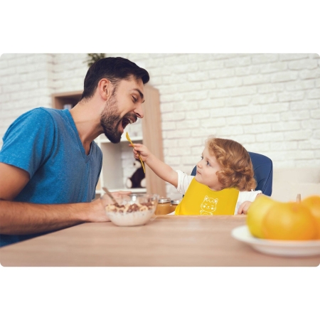 Śliniaczek silikonowy do karmienia, Ricokids, żółty