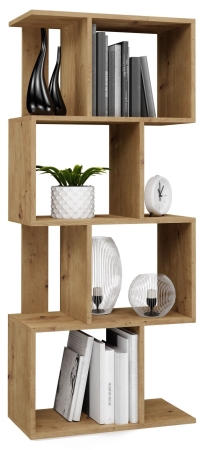 Regał stojący, półka, szafka, Fiesta 4P, 59,5x30x140 cm, dąb artisan, mat