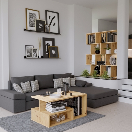 Regał stojący, półka, szafka, Fiesta 4P, 59,5x30x140 cm, dąb artisan, mat