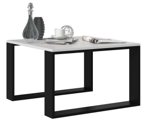 Stolik kawowy, ława, Modern Mini 67x67x40 cm, biały, czarny mat