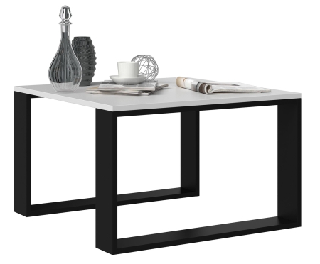 Stolik kawowy, ława, Modern Mini 67x67x40 cm, biały, czarny mat
