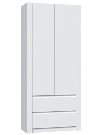 Szafa, garderoba, 2 szuflady, Deko 2D2S, 90x55x180 cm, biel, mat