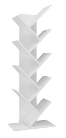 Regał stojący na książki, do salonu, biura, Funny, 50x25x142 cm, biały, mat