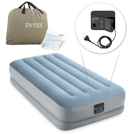 Materac dmuchany z pompką elektryczną, jednoosobowy, Intex, 191x99x36 cm