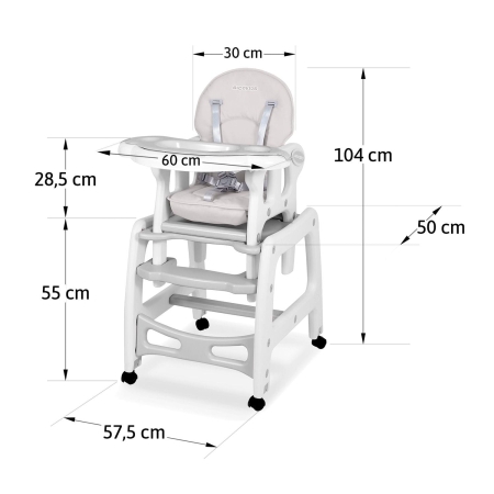 Krzesełko do karmienia, RicoKids, Sinco, 5w1, szare