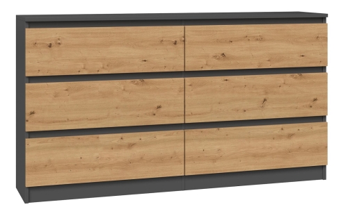 Przejdź do produktu Komoda do sypialni, salonu, M6, 138x40x77 cm, antracyt, dąb artisan, mat
