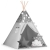 Namiot tipi dla dzieci, z girlandą i światełkami, Nukido, 120x120x165 cm, szare w gwiazdki