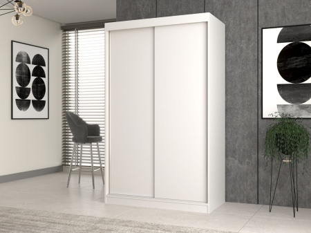 Szafa do sypialni, drzwi przesuwne, Iga, 120x61x200 cm, biel, mat