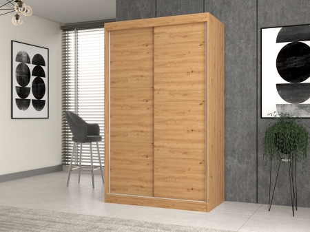 Szafa do sypialni, drzwi przesuwne, Iga, 120x61x200 cm, dąb artisan, mat