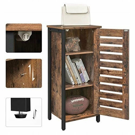 Komoda rustykalna, słupek, 37x30x80 cm, ciemny brąz, czarny, mat