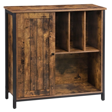 Komoda rustykalna do salonu, sypialni, 80x30x80 cm, ciemny brąz, czarny, mat