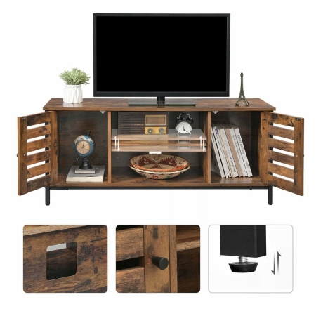 Szafka RTV, półki, 110x40x50 cm, ciemny brąz, czarny, mat