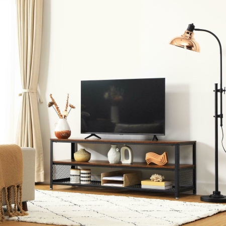 Szafka RTV, stolik, 140x40x52 cm, ciemny brąz, czarny, mat