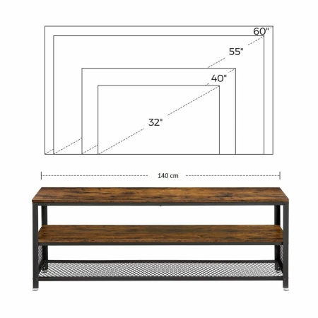 Szafka RTV, stolik, 140x40x52 cm, ciemny brąz, czarny, mat