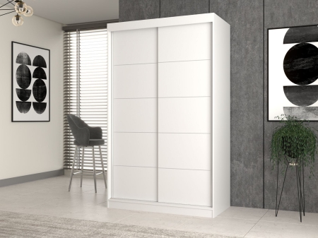 Szafa do sypialni, drzwi przesuwne, Iga, 120x61x200 cm, biały, ze szprosami