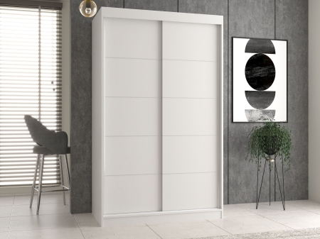 Szafa do sypialni, drzwi przesuwne, Iga, 120x61x200 cm, biały, ze szprosami