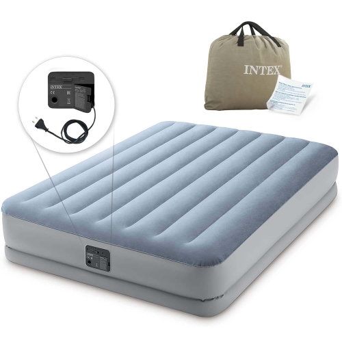 Przejdź do produktu Materac dmuchany z pompką elektryczną, 2osobowy, Intex, 203x152x36 cm, szary