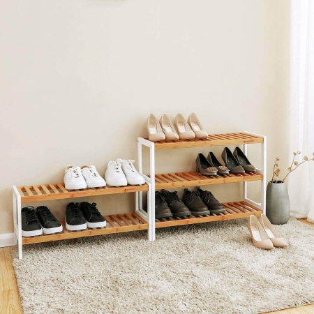 Szafka na buty, regał, 70x26x55 cm, jasny brąz, biel