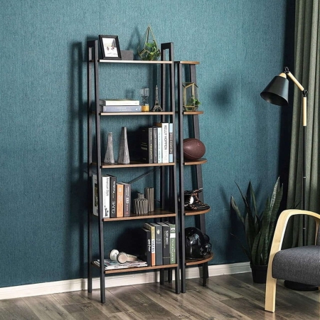 Regał narożny otwarty, 34x34x159 cm, ciemny brąz, mat