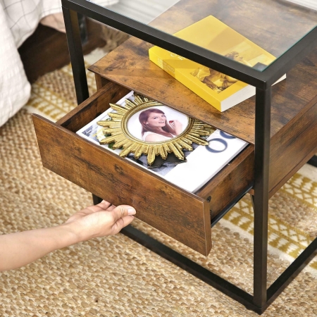 Stolik kawowy do salonu, 43x43x54 cm, ciemny brąz, czarny, mat