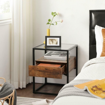 Stolik kawowy do salonu, 43x43x54 cm, ciemny brąz, czarny, mat