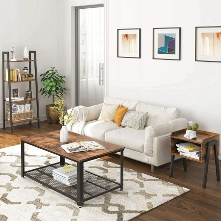 Stolik kawowy prostokątny, 106x60x45 cm, ciemny brąz, czarny, mat