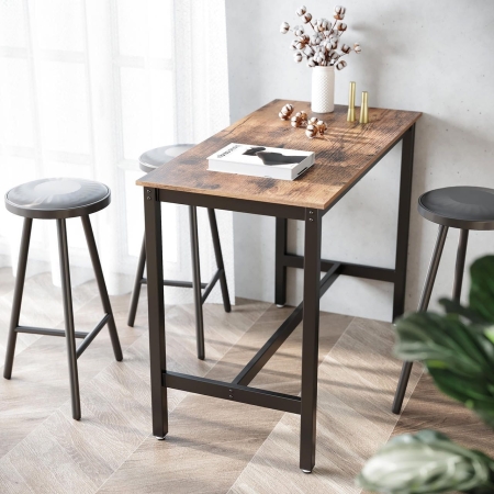 Stół do kuchni, jadalni, 120x60x90 cm, ciemny brąz, czarny, mat