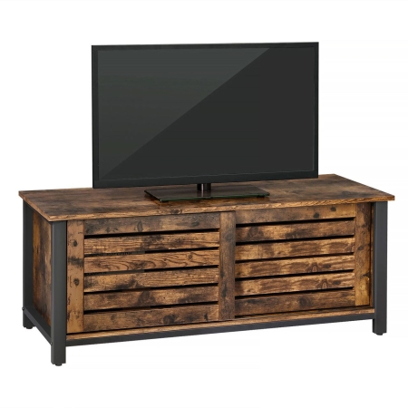 Szafka RTV, półki, drzwi, 110x40x45 cm, ciemny brąz, czarny, mat