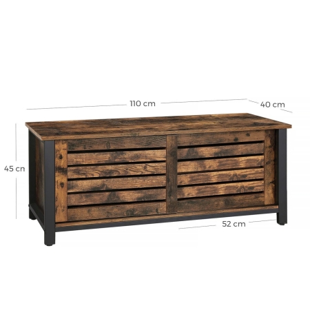 Szafka RTV, półki, drzwi, 110x40x45 cm, ciemny brąz, czarny, mat