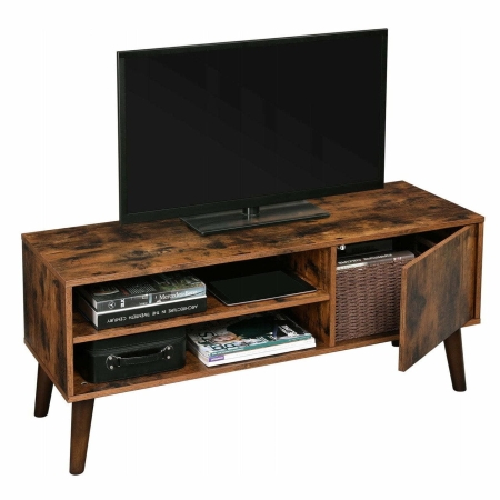 Szafka RTV retro, 110x40x49 cm, ciemny brąz, czarny, mat