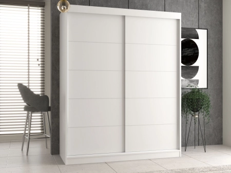 Szafa do sypialni, drzwi przesuwne, Iga, 160x61x200 cm, biały, ze szprosami