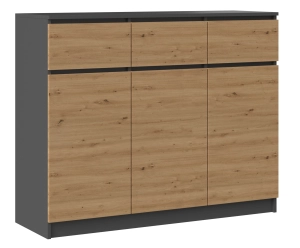 Komoda do sypialni, pokoju, 3D3S, 120x40x97 cm, antracyt, dąb artisan, mat