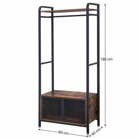 Wieszak na odzież, stojak, 80x40x180 cm, ciemny brąz, czarny, mat