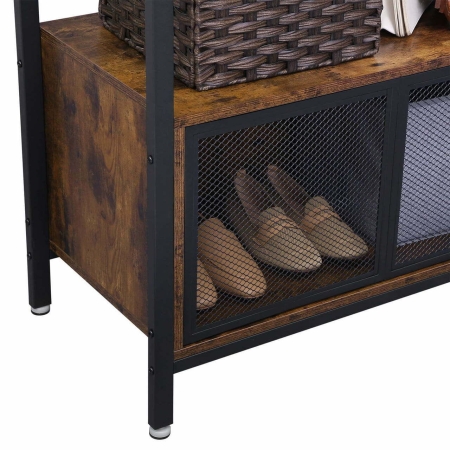 Wieszak na odzież, stojak, 80x40x180 cm, ciemny brąz, czarny, mat