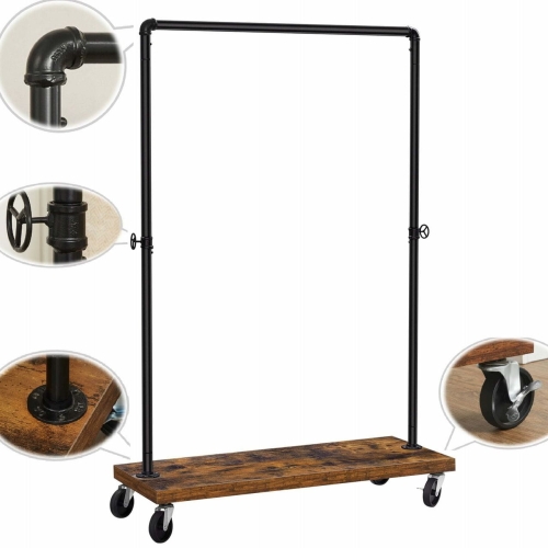 Przejdź do produktu Wieszak, stojak na ubrania, 103x40x162 cm, ciemny brąz, czarny, mat