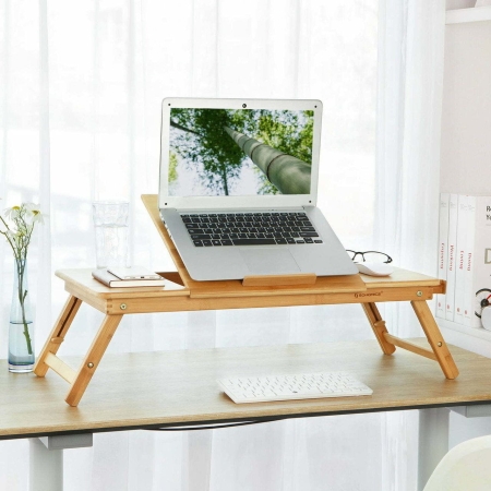 Stolik, podstawka pod laptopa, 72x35x29 cm, naturalne jasne drewno, mat