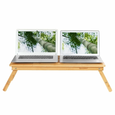Stolik, podstawka pod laptopa, 72x35x29 cm, naturalne jasne drewno, mat