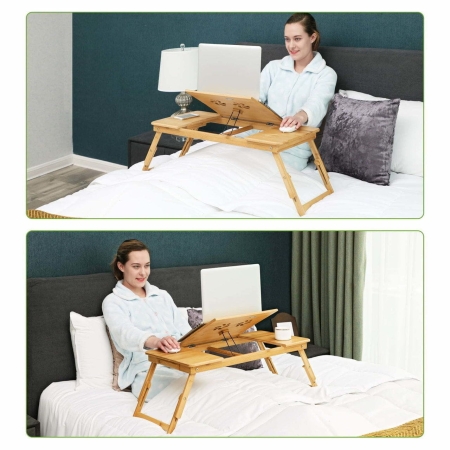 Stolik, podstawka pod laptopa, 72x35x29 cm, naturalne jasne drewno, mat