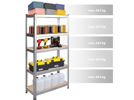 Regał metalowy, magazynowy, Humberg 4846, 90x40x180 cm, srebrny