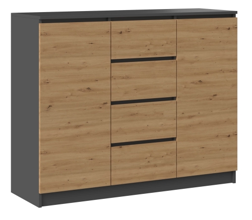 Przejdź do produktu Komoda do sypialni, pokoju, 2D4S, 120x40x97 cm, antracyt, dąb artisan, mat