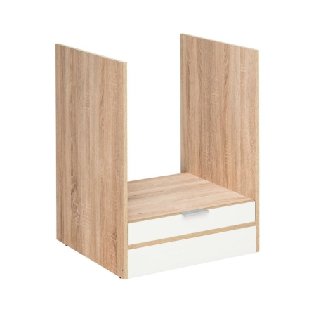Szafka pod piekarnik, TOSCANA, 60x56x81 cm, biel, dąb sonoma, połysk