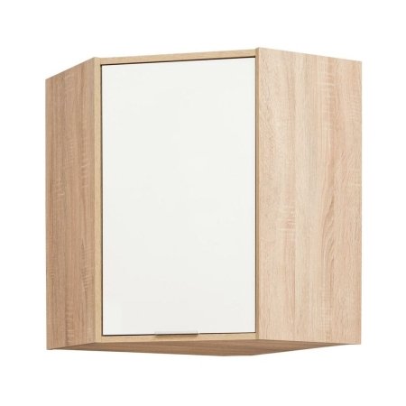 Szafka wisząca narożna, TOSCANA, 60x30x72 cm, biel, dąb sonoma, połysk