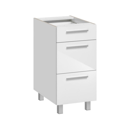 Szafka kuchenna, 3 szuflady, AMARO, 40x58x81 cm, biel, połysk