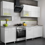 Zestaw mebli kuchennych, AMARO, 200x58 cm, biel, połysk