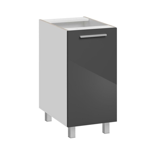 Przejdź do produktu Szafka kuchenna stojąca, wąska, AMARO, 40x58x81 cm, biel, grafit, połysk