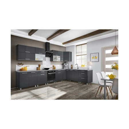 Wąska szafka kuchenna, stojąca, AMARO, 40x58x81 cm, biel, grafit, połysk