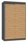 Szafa przesuwna, szprosy, Iga, 120x61x200 cm, antracyt, dąb artisan, mat