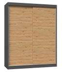 Szafa przesuwna ze szprosami, Iga, 160x61x200 cm, antracyt, dąb artisan, mat